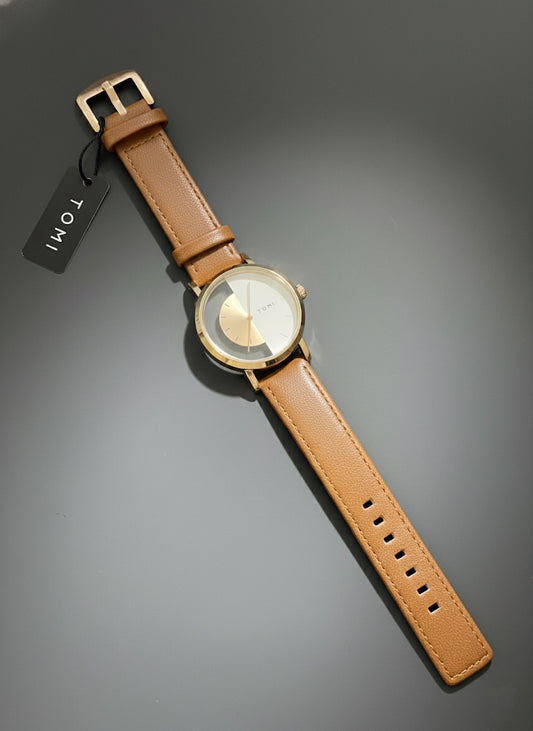 TOMI T-103 Unisex Watch Half Transparent Leather Strap