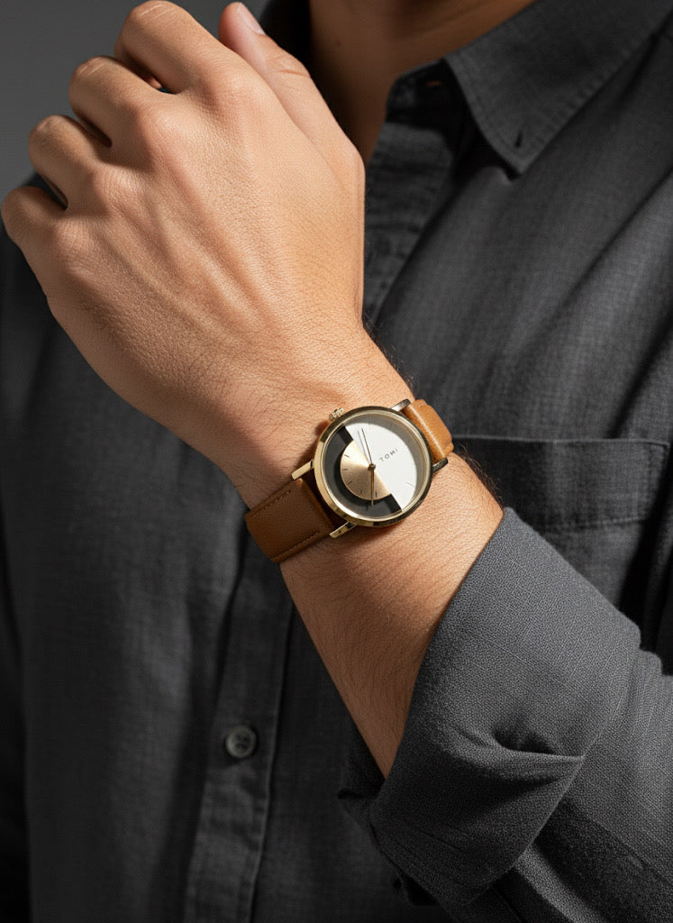 TOMI T-103 Unisex Watch Half Transparent Leather Strap