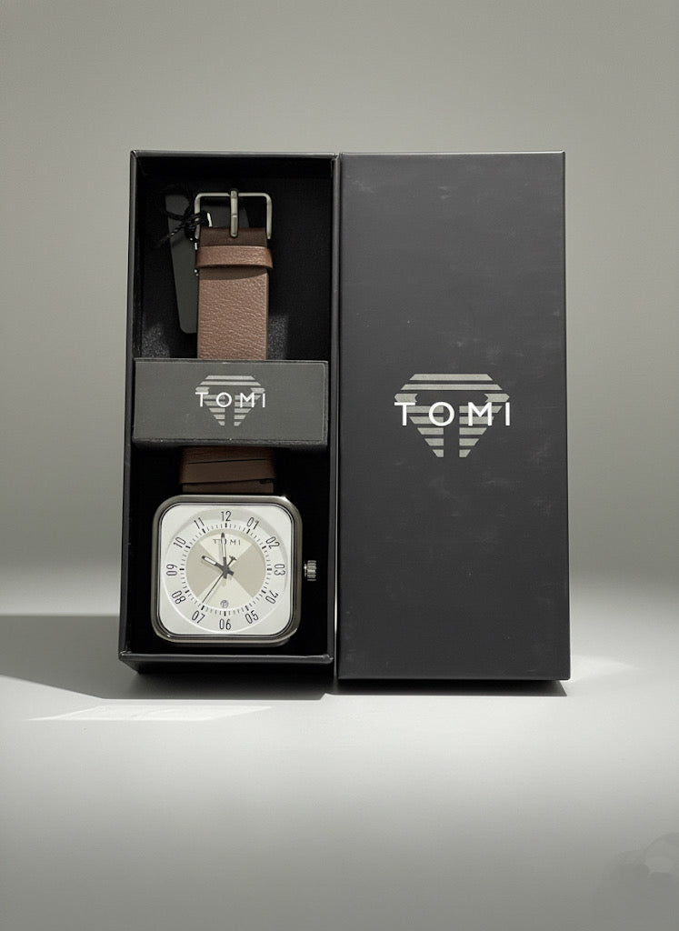 TOMI T-104 Luxury Watch Date Quartz Square Dial